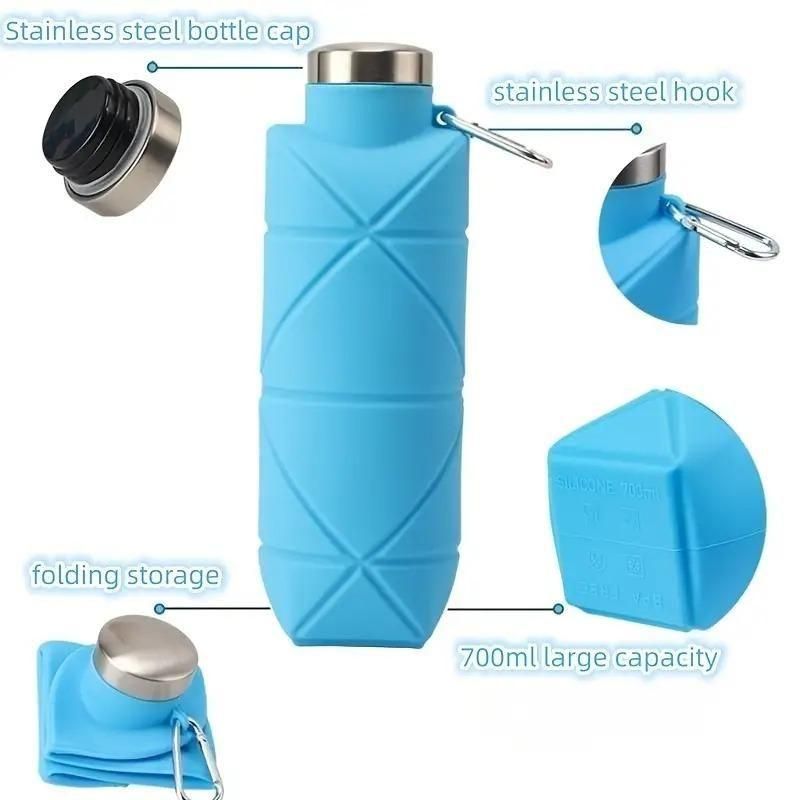 Indian Expresso™  Reusable Foldable Silicone Water Bottle with Portable Buckle Silicone 700Ml