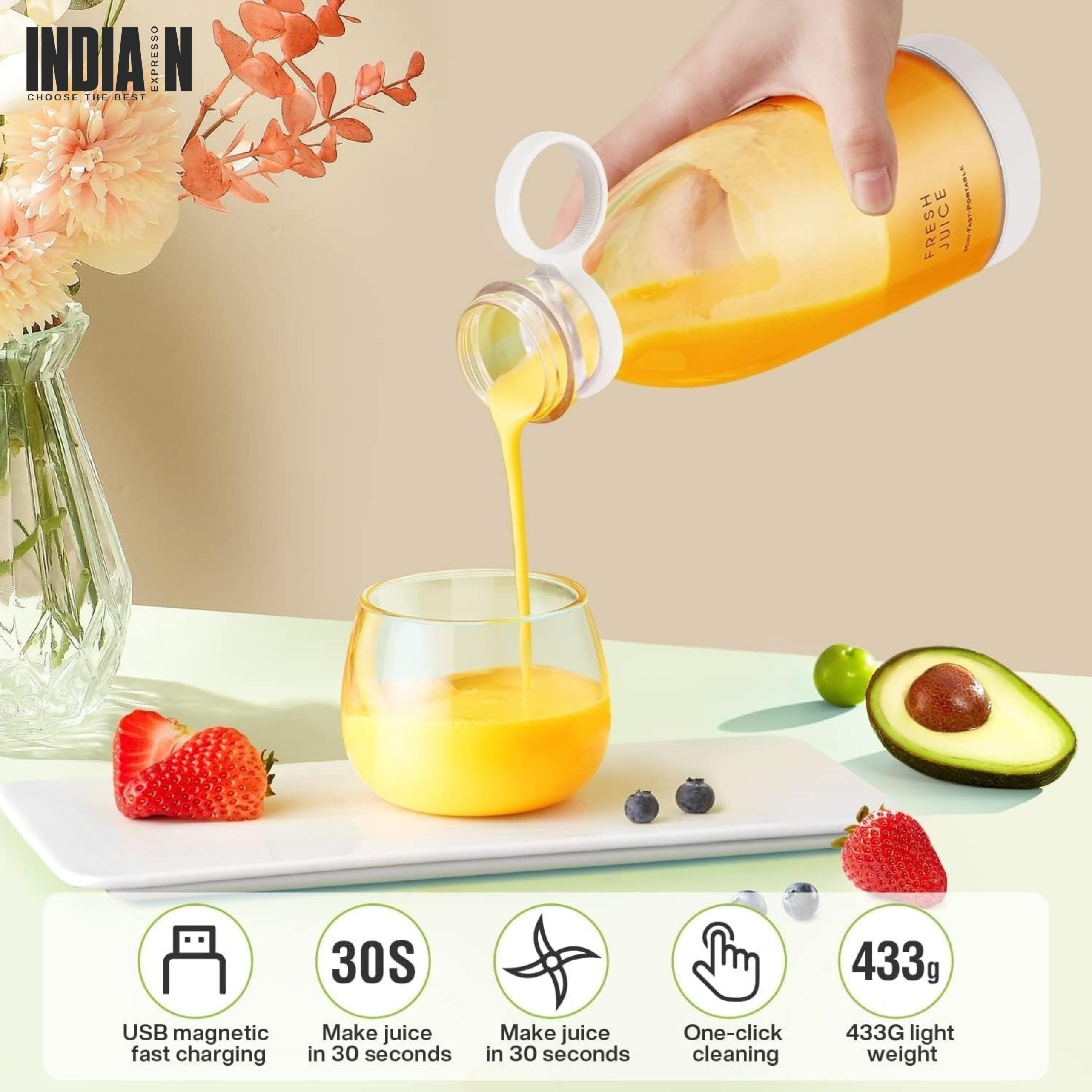 Indian Expresso™ Portable Mini Juice Blender Bottle 380ML